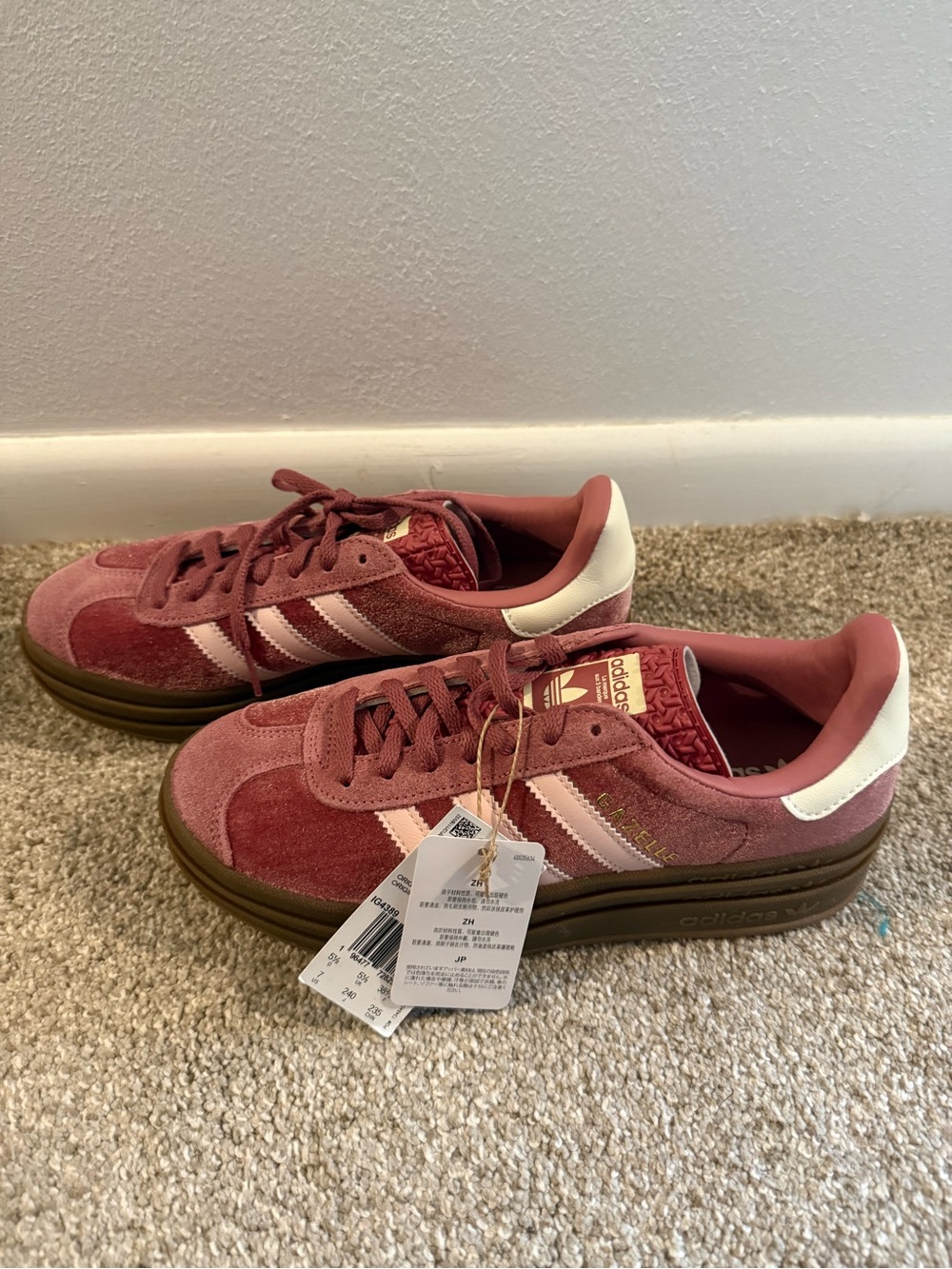 adidas Pink Suede Sneakers with White Heel Tab